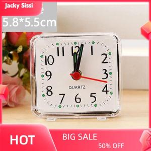 Jacky นาฬิกาปลุกแบบอนาล็อกสำหรับนักเรียนน่ารักนาฬิกาปลุกตั้งโต๊ะนาฬิกาสี่เหลี่ยมขนาดกะทัดรัดข้างเตียงนาฬิกานักเรียนห้องนอนนาฬิกาปลุกอิเล็กทรอนิกส์