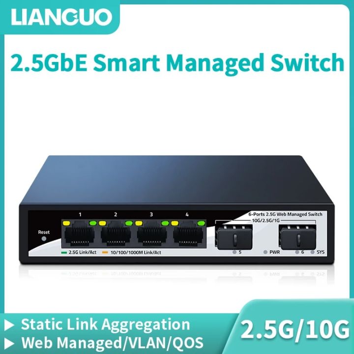 Lianguo 2 5gbe smart managed switch 4 port 2500m network 10g sfp slot