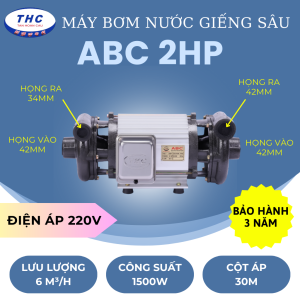 [HCM] MÁY BƠM NƯỚC HÚT GIẾNG 2 ĐẦU ABC 2HP - ABC1500