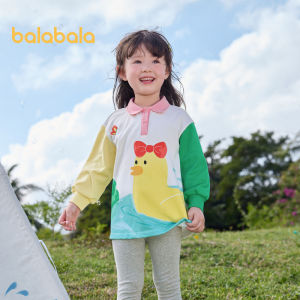 Quần áo trẻ em balabala cho bộ bé gái 2023 mùa thu mới cho trẻ em bình thường in màu trẻ em thủy triều hai bộ chi tiết