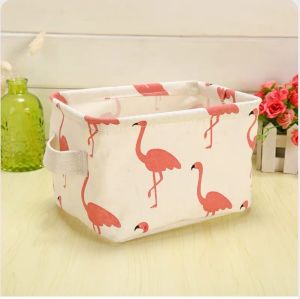 ZH254 Mini Desktop Organizer Small Items Storage Basket Cotton Linen Quality Desktop Box