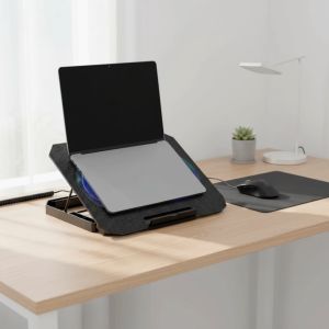 MIIQNUS CPU Cooling Foldable Laptop Table RGB Two Fans Colored Lights Notebook Riser Notebook Support Stand Height Adjustable Laptop Stand Holder Computer
