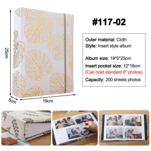 OutingSG Self Adhesive Photo Album DIY Scrapbook Linen Display Window for Baby Wedding Birthday Gift