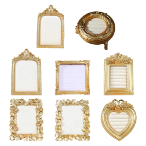 Elegant Golden Photo Frame Display Tray Resin Earring Holder Organizers For Home Store Decors
