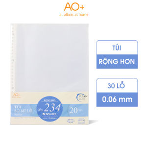 Bìa Lỗ (Túi Sơ Mi Lỗ) A4 AO+ Rộng hơn/ Dày 0.06 mm/ 30 lỗ (Xấp 20/50 Cái) PA234