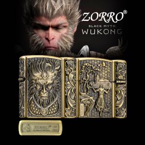 HỘP QUẸT BẬT LỬA ZIPPO ZORRO HÌNH WUKONG DẬP NỔI 6 MẶT