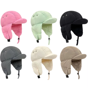BELLETEN Padded Thermal Pullover Bomber Hat Adjustable Buckle Thickened Lining Trapper Hat Retro Soft Pilot Cap Winter
