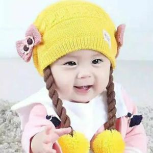 Kupluk rajut bayi perempuan Topi kepang kepang model import rajut premium