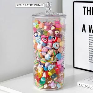 LYMEDIA ความจุมาก กล่องแสดงตุ๊กตา POP MART สัตว์เลี้ยงสำหรับสัตว์เลี้ยง พร้อมฝาปิด โถเก็บธัญพืชน่ารัก สร้างสรรค์และสร้างสรรค์ โปร่งใสโปร่งใส โถเก็บเครื่องประดับขนาดเล็ก ของเล่นสำหรับเด็ก