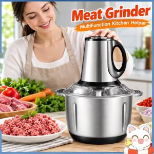 5L Large Electric Meat Grinder Multifunction Kitchen Food Processor Chopper Blender 304 Stainless Steel 4 Blades 3 Speeds
