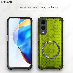 ROAZIC เคสชาร์จไร้สายใสดีไซน์รังผึ้งสำหรับ Samsung Galaxy S25เคสโทรศัพท์ปิดขอบกันการกระแทกป้องกันการตกหล่น JF01ฝาครอบด้านหลังโปร่งใส