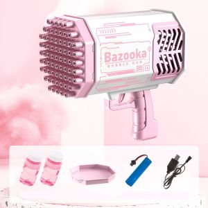 69 Holes Bubble toy LED Lighting Electric Colorful Lighting Bazooka Bubble Machine Toy Portable Gatling Rechargeable Bubble bucket Kids Toy Gifts