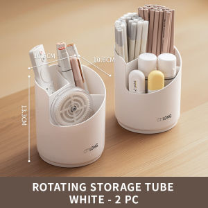 Citylife 360° Rotating Holder Organizer 3-Tier White Desktop Storage for Stationery & Makeup