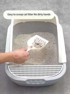 Large Cat Litter Box Leakage Prevention with Scoop Semi-enclosed Kitten Litter Box Deodorization