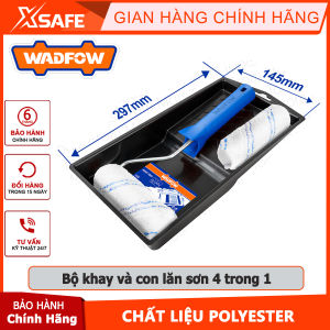 Bộ khay và con lăn sơn 4 trong 1 WADFOW WCB3H34 kích thước cọ lăn 100mm đường kính cán cọ 53mm 2 con lăn sơn 12 mm 1 khung lăn khay sơnchính hãng