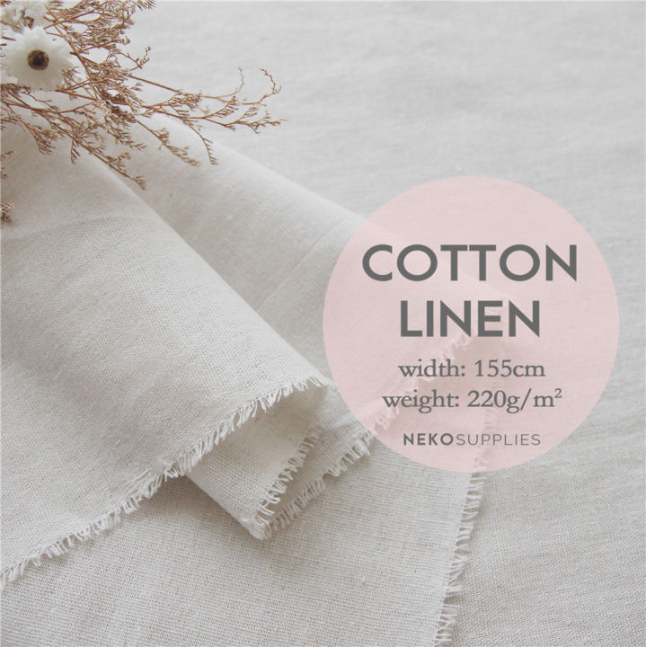 cotton linen canvas cotton fabric natural plain cream white color