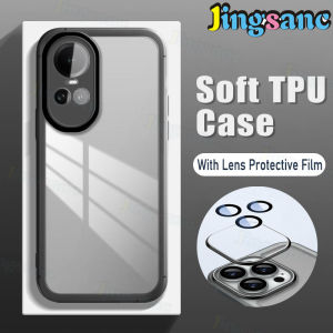 Jingsanc With Lens Films Translucent Phone Case For OPPO Reno 10 10 Pro Plus 5G/Reno 11 Pro 5G Soft Silicone TPU Shockproof Back Cover oppo reno 10 pro 5g/reno 10 5g K01-1