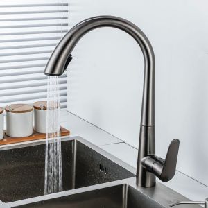 SUS304 Kitchen Faucet 304 Stainless Steel Pull Out Faucet Mixer Tap Sink Tap Kepala Paip Sinki Paip Dapur 360 Rotate