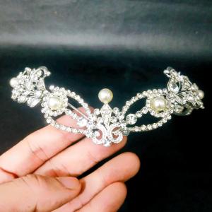 [HP83] Headpiece Pengantin Mutiara Permata Lentur Elegan