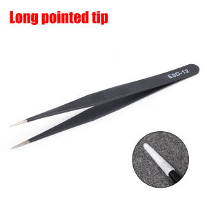 6pcs ESD Anti-Static Stainless Steel Tweezers Precision Maintenance Industrial Electronic Repair Tool Car Home Model Making Hand Tool