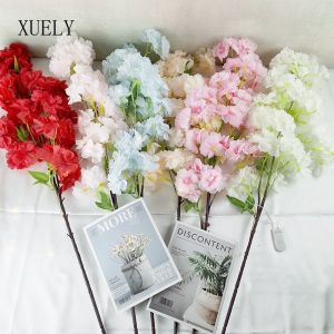 Cành hoa đào bông xù giả - 1 cành 3 nhánh -  Cây giả hoa lụa Decor trang trí nhà cửa
