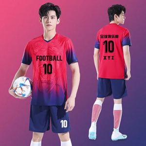 Mens football uniform set competition training team uniform short-sleeved jersey childrens and sports suit football jersey for men