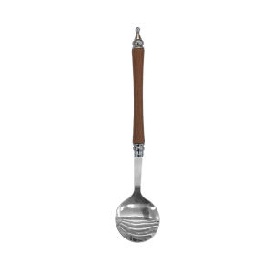 Calcenubes thanh lịch pháp bằng thép không gỉ cổ điển muỗng có tay cầm gỗ cho súp mì ống món tráng miệng-Bộ đồ ăn sang trọng