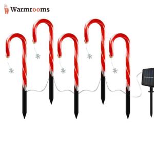 Kẹo Que năng lượng mặt trời đèn giáng sinh ngoài trời trang trí 5 cái chạy bằng pin Pathway đèn ngày lễ