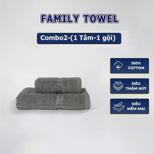 Combo 2 Khăn Tắm Hàng Xuất Khẩu 100% Cotton Siêu Thấm Hút & Siêu Mềm Mại - Size 35x80cm & 60x120cm