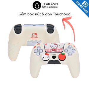 Bộ bọc bảo vệ tay cầm kèm cặp nút bọc Analog và touchpad GeekShare Hello Kitty giảm trơn trượt cho PS5