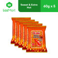 Oishi Prawn Crackers Sweet & Extra Hot Flavor 60G - Pack of 5. 