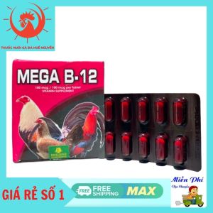 B12 - MEGA dinh dưỡng dành cho gà đá 1 VỈ 10 VIÊN.thuoc nuoi ga.tăng nươc mau.hừng gà.