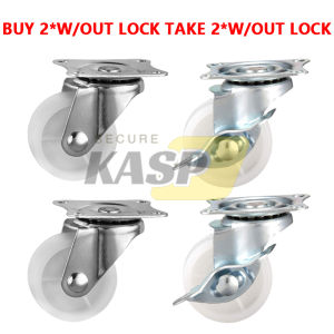 4pcs White Caster Wheels Heavy Duty Swivel With Brak Universal Trolley Wheel Small Cart Furniture Replacement Caster