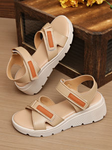 [Free Shipping] New 2025 Spring/Summer Collection: Fashionable Korean-Style Women’S Sandals With Velcro Straps Featuring A Platform Sole And Thick Heel Perfect For The Beach