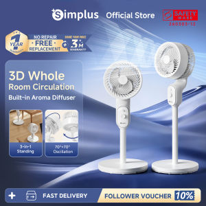 [New Launch] Simplus 3D Hole-Room Circulation Fan -3-in-1 Standing/Desktop/Floor Use - Built-in Aroma Diffuser  3-Speed Settings XHSH003