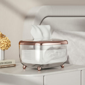 JustLiving 1ชิ้นเครื่องเป่าหน้ากล่องใส่ทิชชู่ใสเคาน์เตอร์ห้องน้ำที่วางผ้าเช็ดปาก้ำหนักเบาและหรูหราโมเดิร์นเรียบง่ายสร้างสรรค์ห้องนั่งเล่นกล่องเก็บผ้าเช็ดปาก