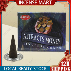 HEM Attracts Money Incense Cones (10Pcs Per Box / with Holder) Original Imported From India