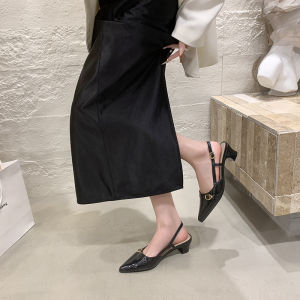Free Shipping 2026 New Style Open-Back Shiny Pointed-Toe Fashionable Versatile Spring/Autumn Outerwear Chunky-Heel WomenS Platform Shoes