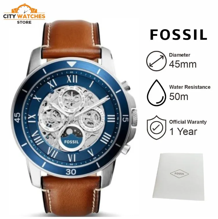 Jam Tangan Fossil Grant Sport Me3140 Brown Leather Fossil Grant