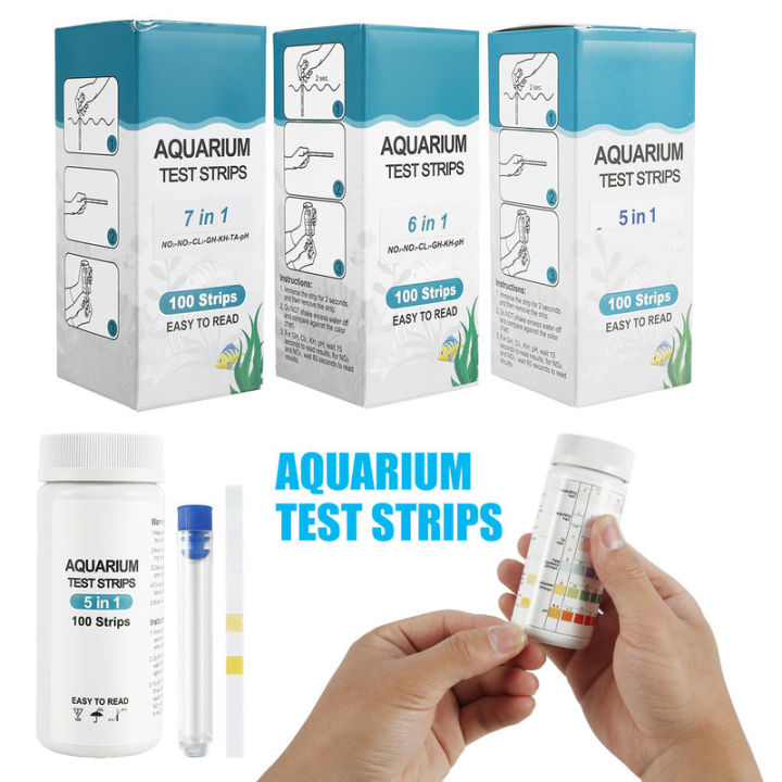 100Pcs Aquarium Test Strips 7 in 1 Fish Tank Test Kit Freshwater Saltwater Aquarium Water pH