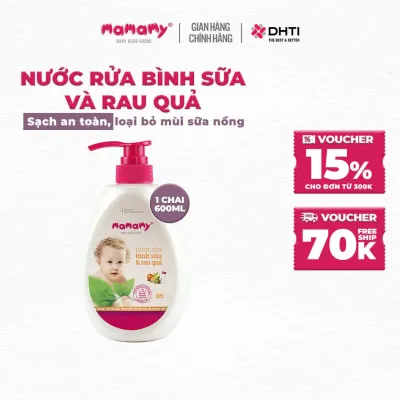 Nước rửa bình sữa Mamamy chính hãng an toàn cho bé từ sơ sinh rửa được rau củ quả thành phần thiên nhiên 600ml