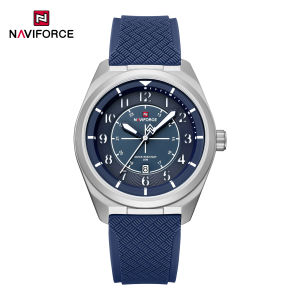 NAVIFORCE Original Casual Quartz Watch for Men 3ATM Waterproof Breathable Silicone Strap Calendar Compass Design Mens fashion Watch NF9281T
