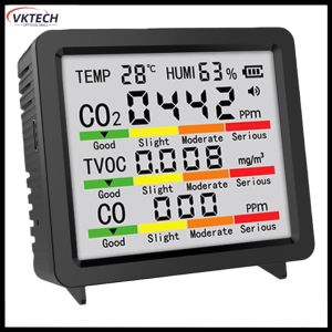 【Vktech】 Smart Indoor Air Monitor TVOC Temperature Humidity CO CO2 【1-3 days Delivery】