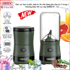 Máy xay hạt cà phê sinh tố và đá viên dùng pin cầm tay 3 trong 1 đa năng Thương hiệu Mỹ cao cấp HiBREW - G2