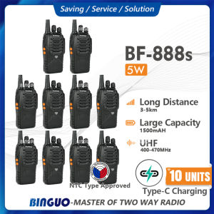 Baofeng 888S Walkie Talkie Type-C Charging Long Range UHF Two Way Radio Set Of 10 Real 5W High Power Portable Handheld Radio COD
