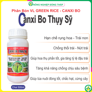 Phân Bón VL GREEN RICE – CANXI BO – Canxi Bo Thụy Sỹ - Hạn Chế Rụng Hoa Trái Non – Chống Thối Trái Nứt Trái (Chai 500ml)