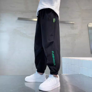 2025 Summer Childrens Cool Fashion Trendy Letter Loose Casual Pants for Big Kids Ice Silk Jogger Sweatpants