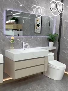 Smart Bathroom Cabinet Defogging Waterproof Bathroom Mirror Cabinet Large Capacity Rock Slab Basin