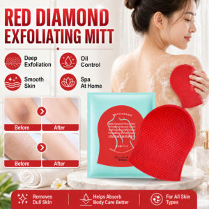Red Diamond Exfoliating Scrub Glove Oil Control Body Scrubber Deep Cleansing Dead Skin Removal Shower Exfoliating Mitt Smooth Skin