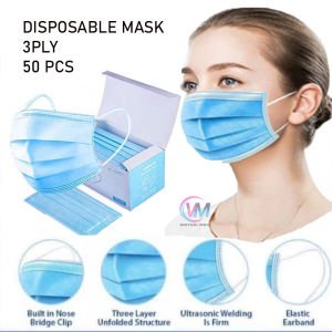 Masker 1 Box Isi 50pcs Masker 3ply Kesehatan Masker Earloop Disposable Mask 3ply Masker 3 Lapis - VIRTUAL MALL